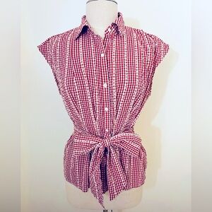 Max Studio Red Gingham Checkered Women's Blouse